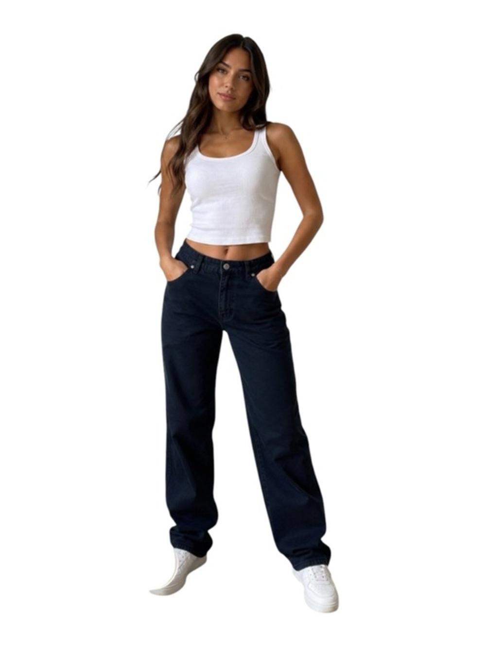DKNY Hi-rise Straight leg Jeans, size 14 , black 5 pockets jeans.